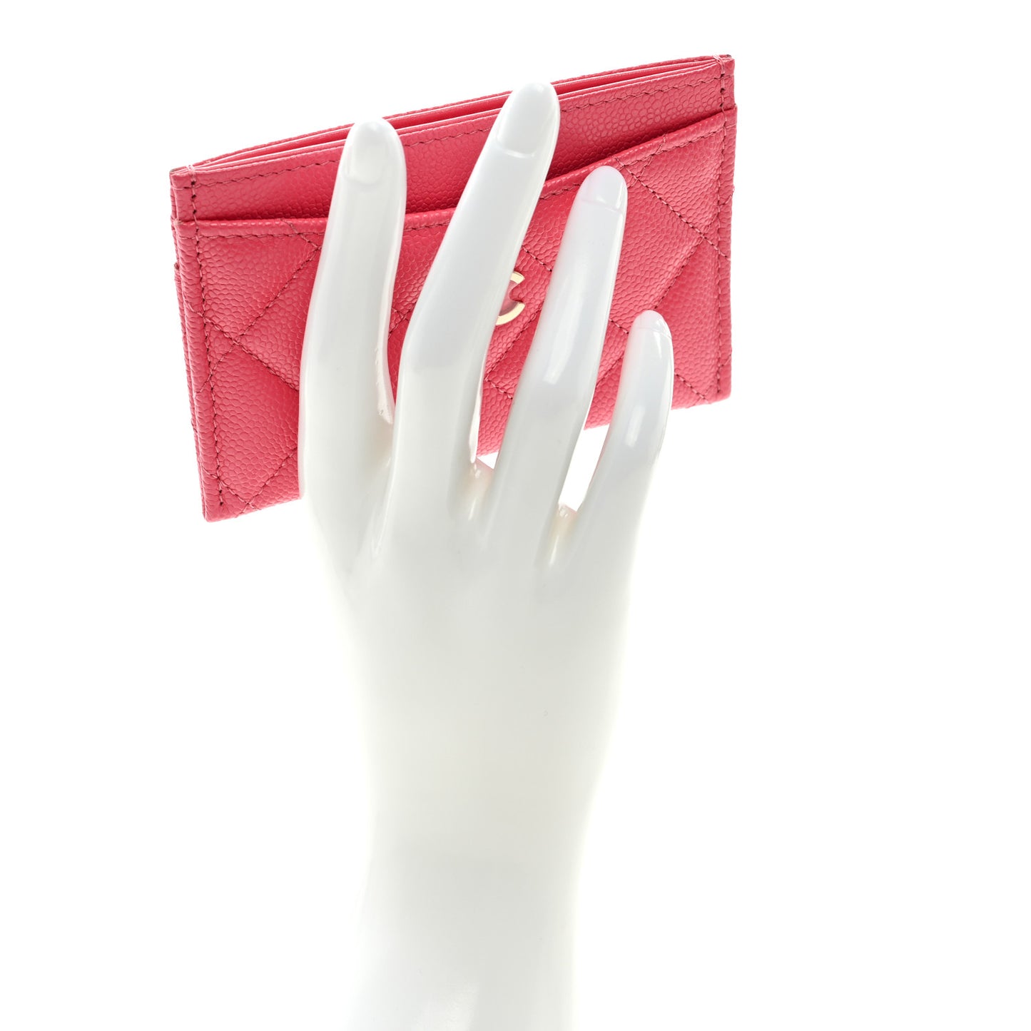 Caviar Quilted Card Holder Rose