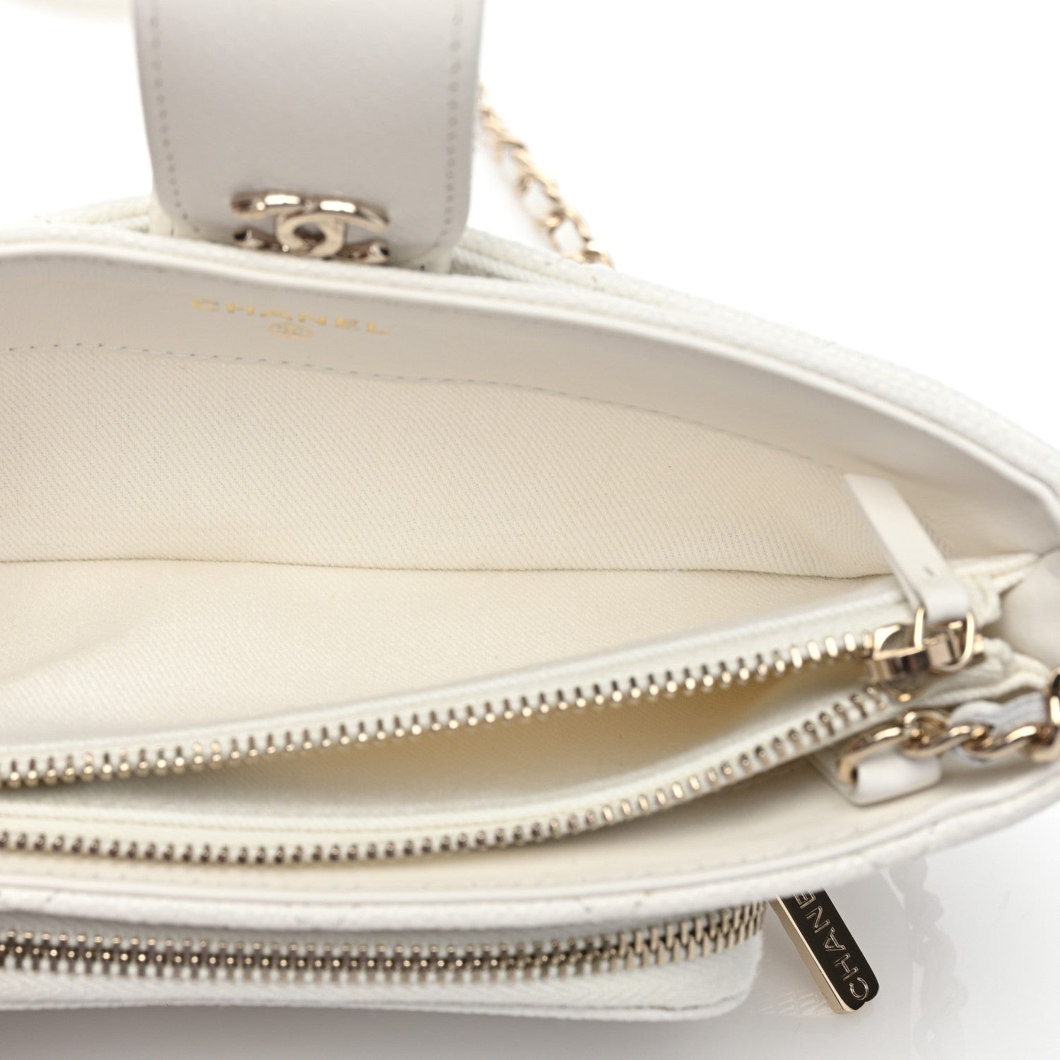 Chanel Caviar Quilted Business Affinity Phone Holder With Chain White 5 of 13