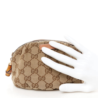 Gucci Monogram Medium Bamboo Cosmetic Case Dark Beige 2 of 9