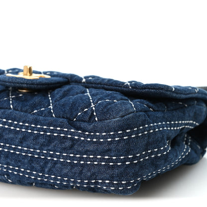 Chanel Denim Quilted Medium Denim Trip Single Flap Blue 10 of 10