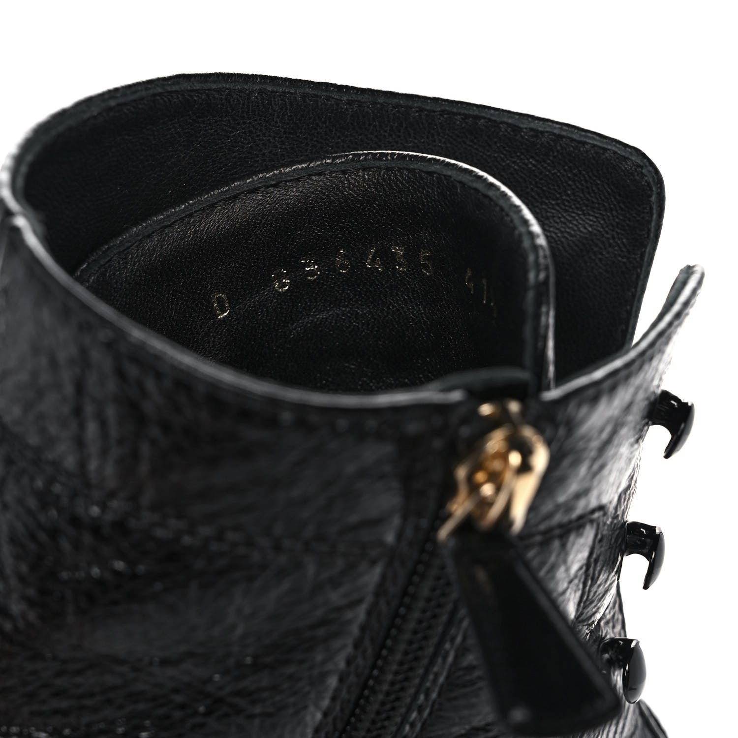 Chanel Shiny Crumpled Lambskin Lace Up Combat Boots 41.5 Black 8 of 9