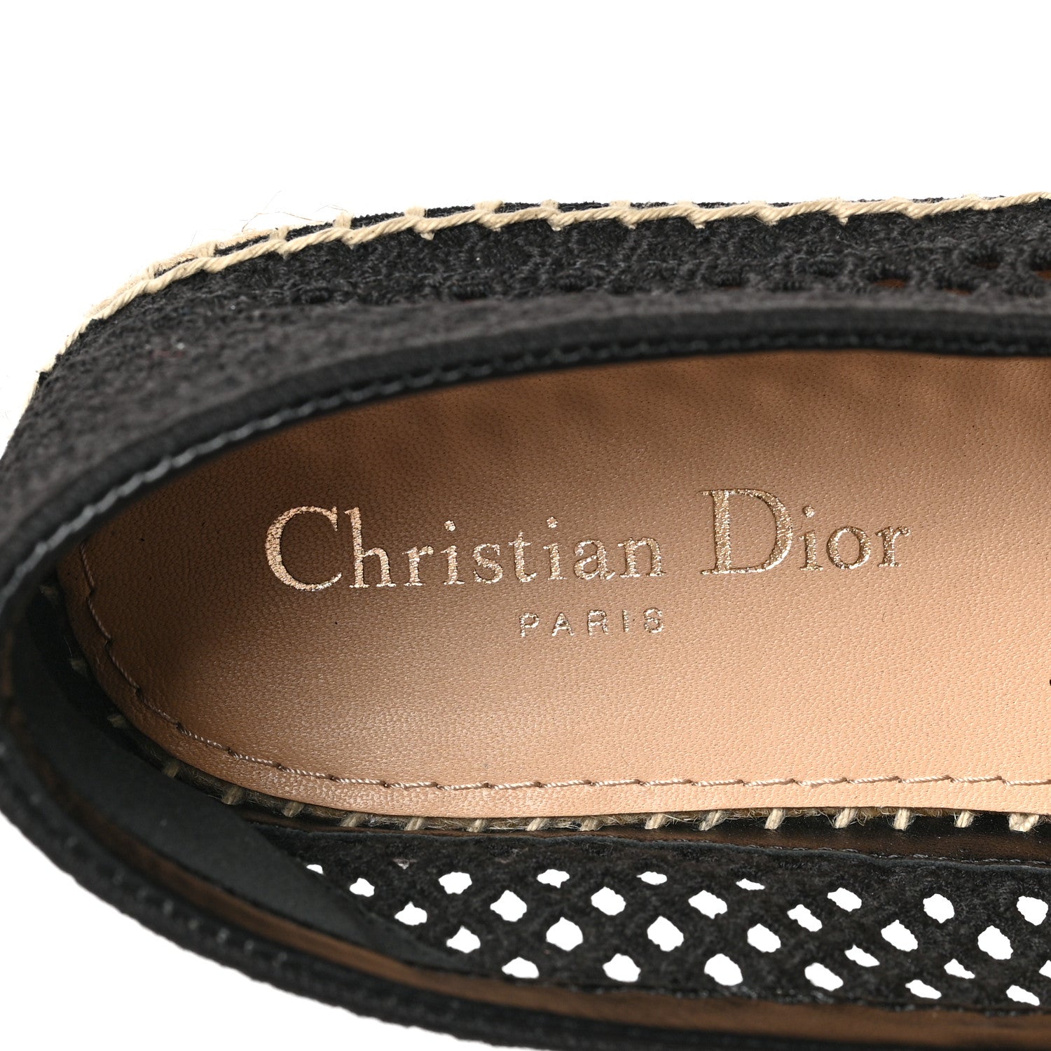 Christian Dior Canvas Embroidered Perforated Granville Espadrille 38.5 Black 7 of 7