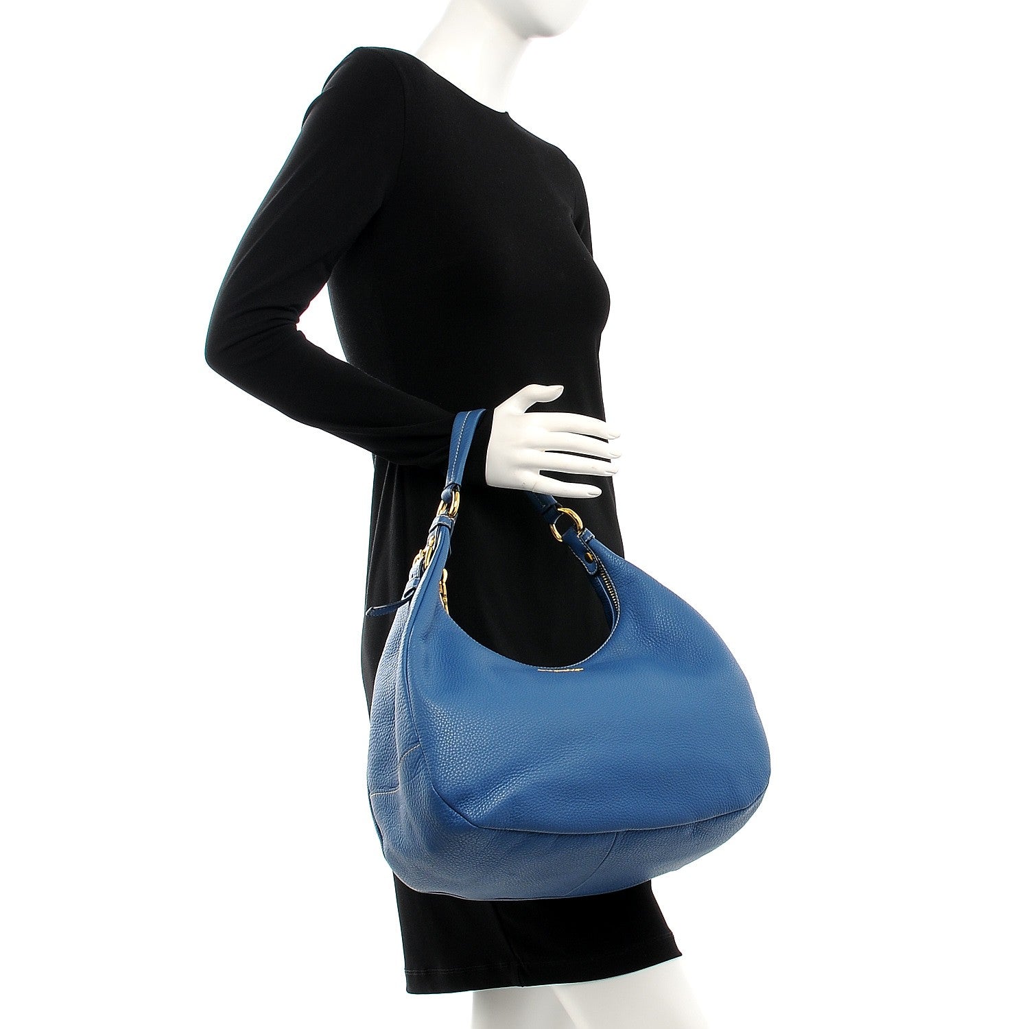 Prada Vitello Daino Hobo Cobalto 2 of 10