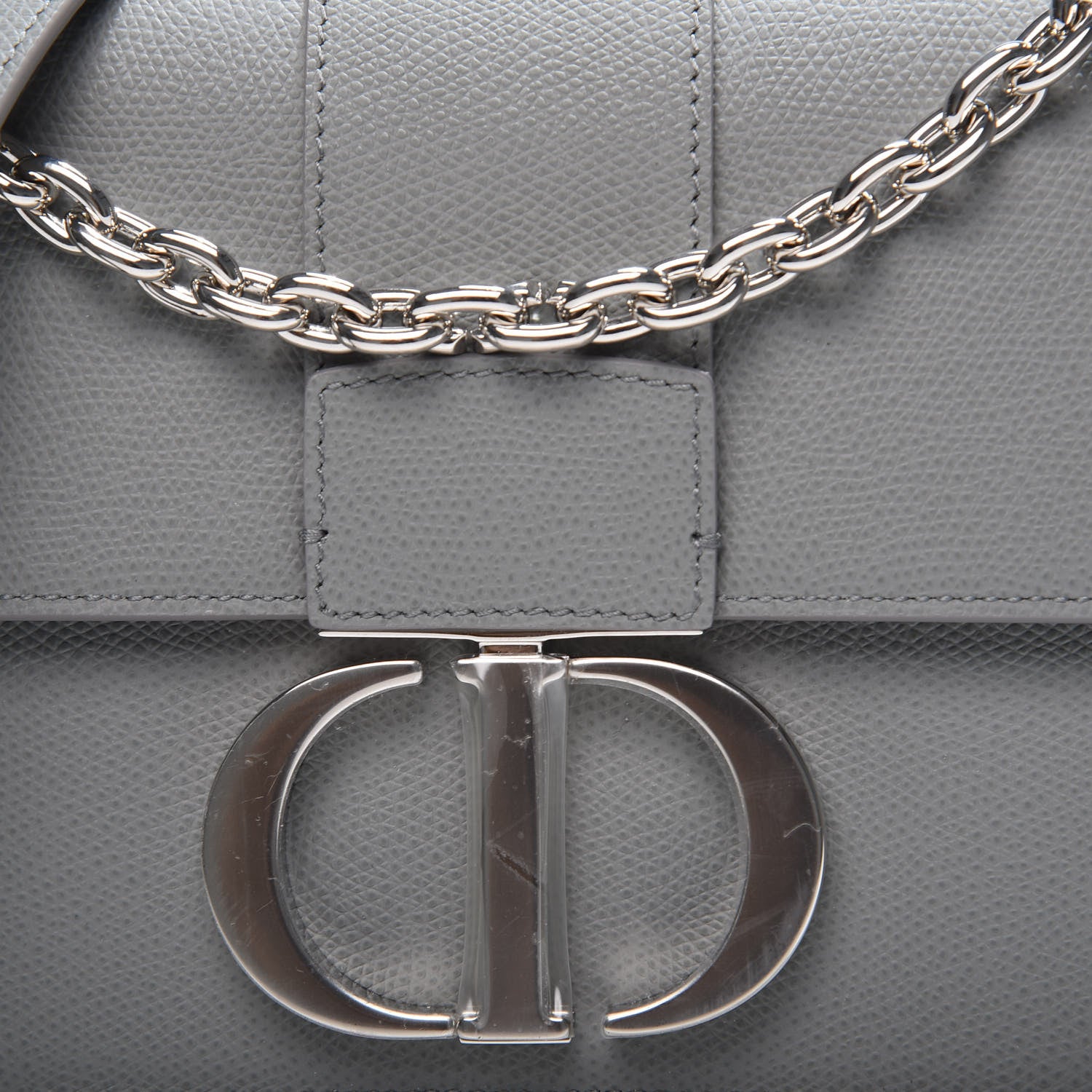 Christian Dior Grained Calfskin 30 Montaigne Chain Flap Bag Grey 9 of 10