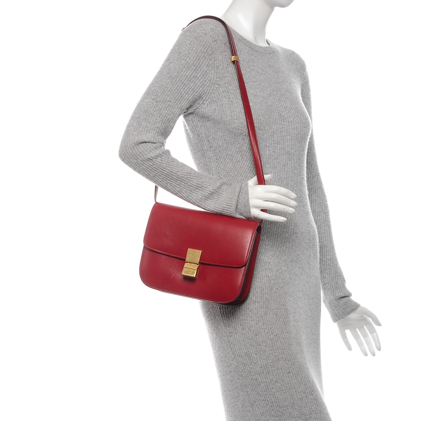 Box Calfskin Medium Classic Box Flap Bag Red