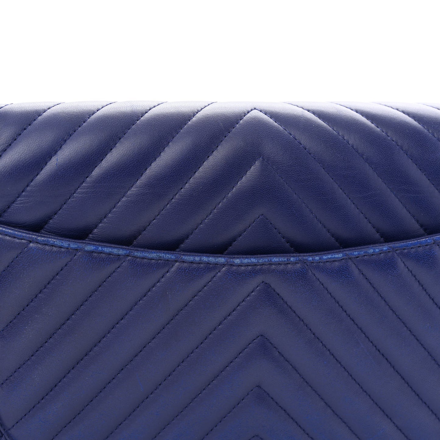 Lambskin Chevron Quilted Jumbo Double Flap Blue