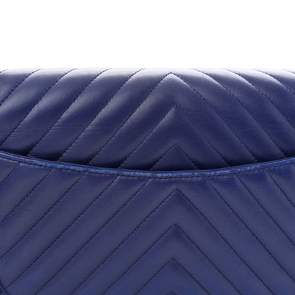 Chanel Lambskin Chevron Quilted Jumbo Double Flap Blue 11 of 15