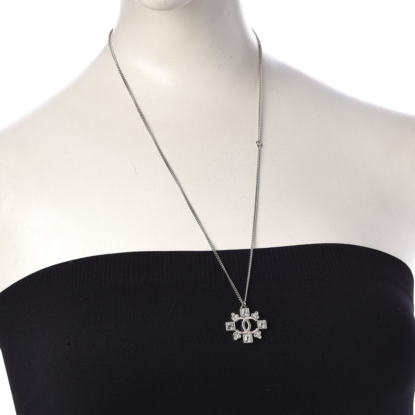 Crystal CC Necklace Silver