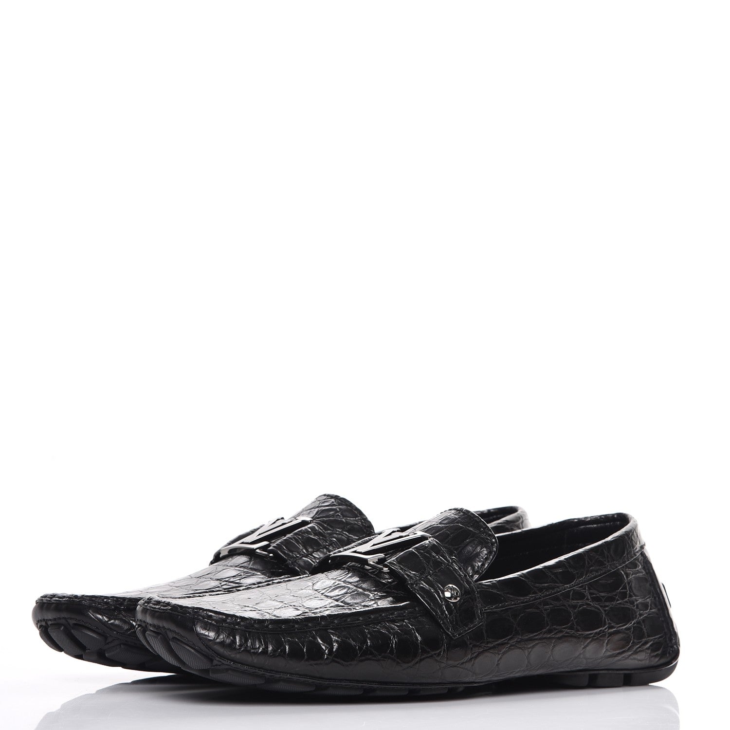 Louis Vuitton Mens Crocodile Monte Carlo Loafers 11 Black 3 of 9