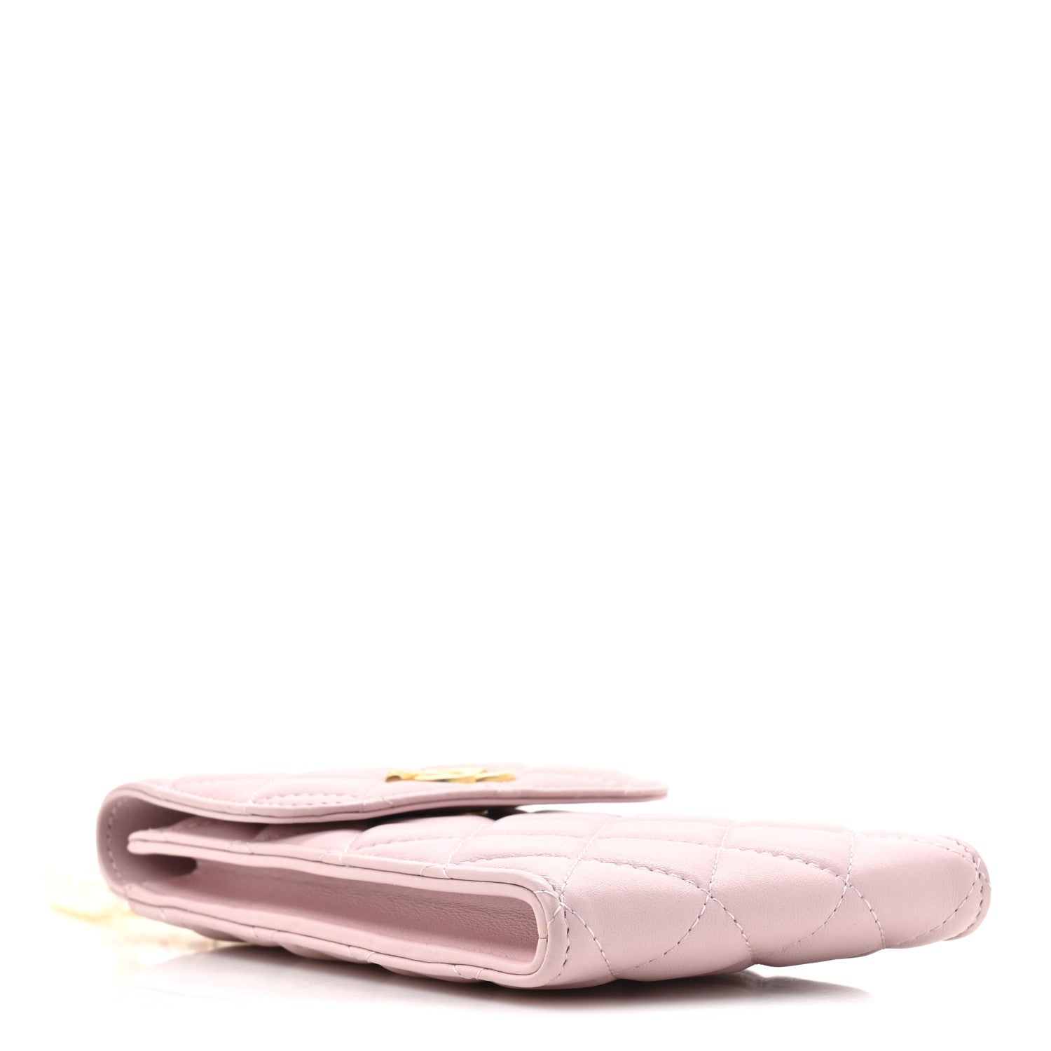 Chanel Lambskin Quilted Pearl Phone Holder With Chain Pink 1850437