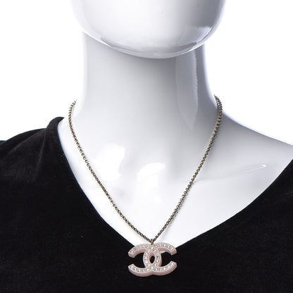 Chanel Translucent Resin Crystal CC Necklace Pink 2 of 7