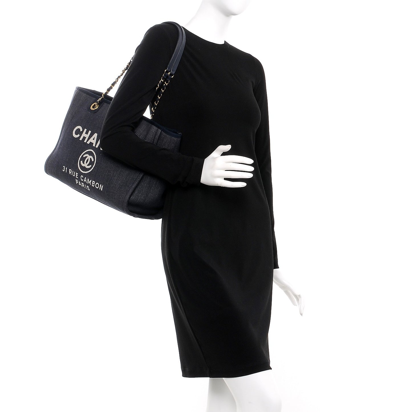 Canvas Small Deauville Tote Dark Blue