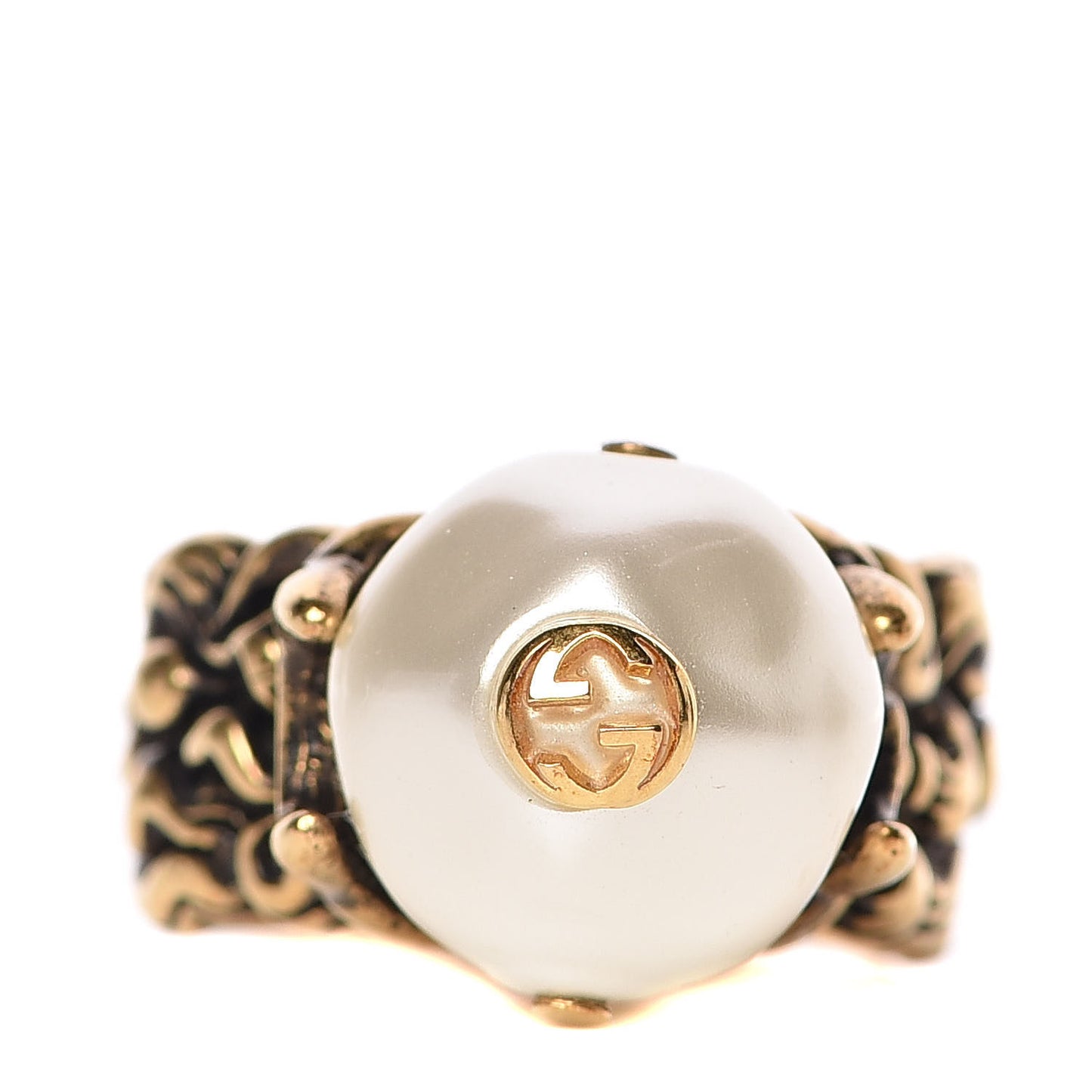 Metal Pearl Ring 15 55 Aged Gold
