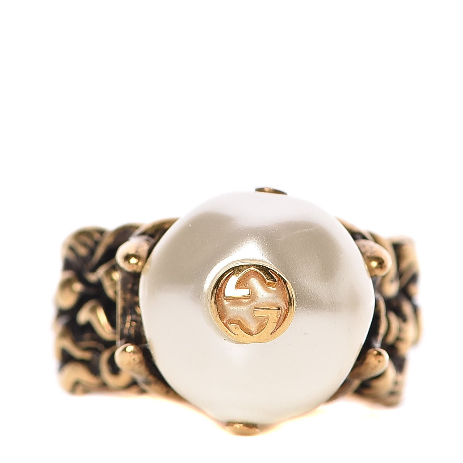 Gucci Metal Pearl Ring 15 55 Aged Gold 1 of 6