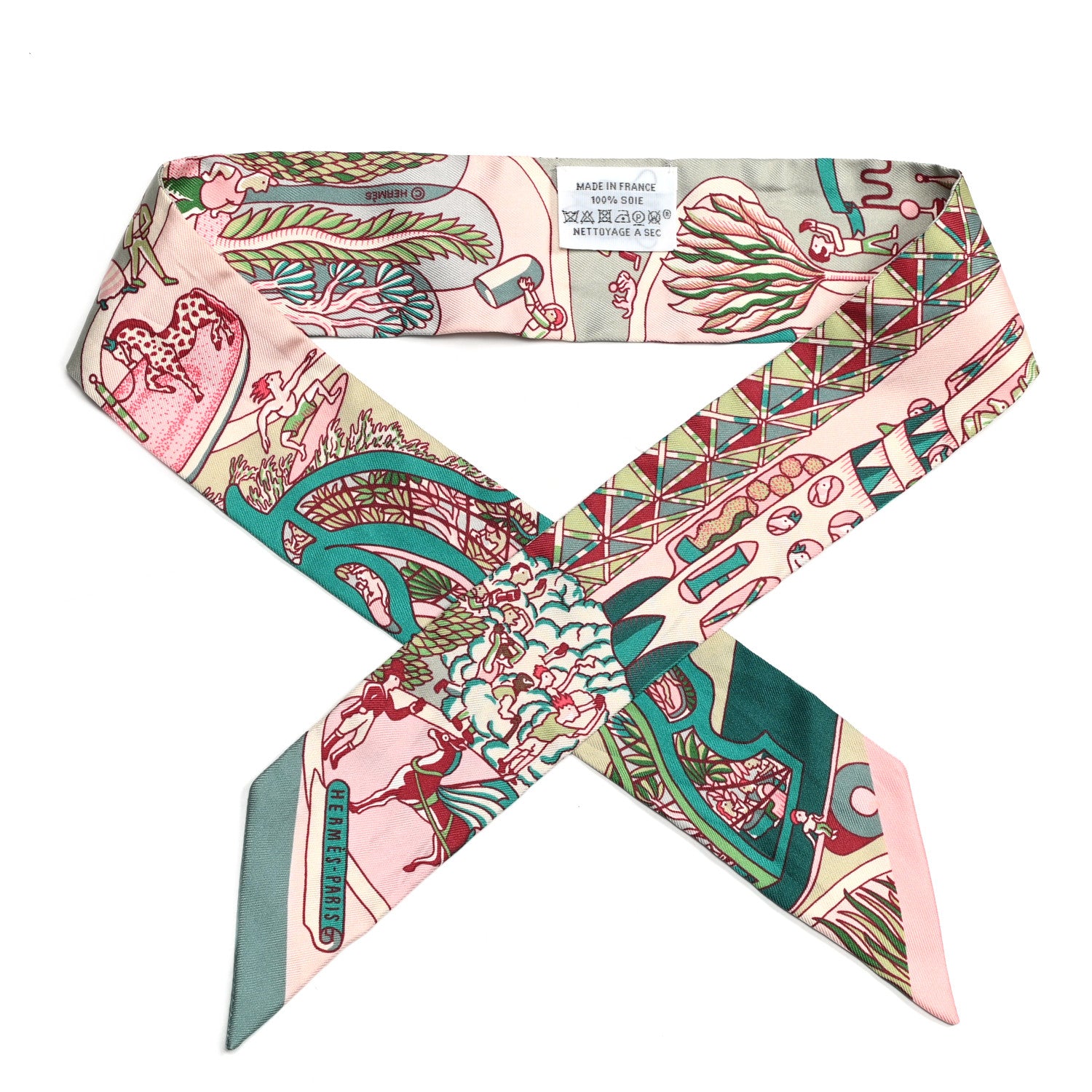 Hermes Silk Exposition Universelle Twilly Rose Poudre Vert 1 of 8