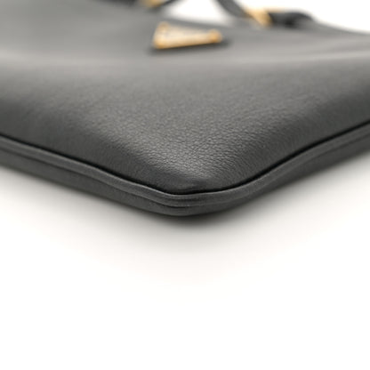 Prada Calfskin Triangle Pouch Shoulder Bag Black 10 of 11
