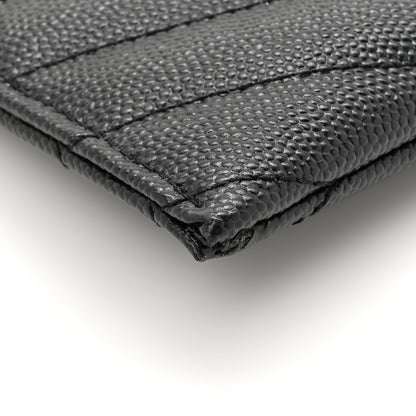Saint Laurent Grain De Poudre Chevron Monogram Bill Pouch Black 8 of 9