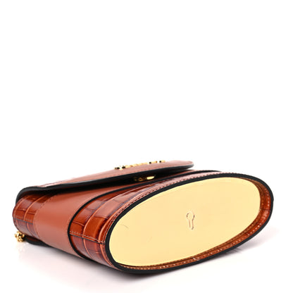 Chloe Calfskin Crocodile Embossed Small Aby Lock Chestnut Brown 4 of 7