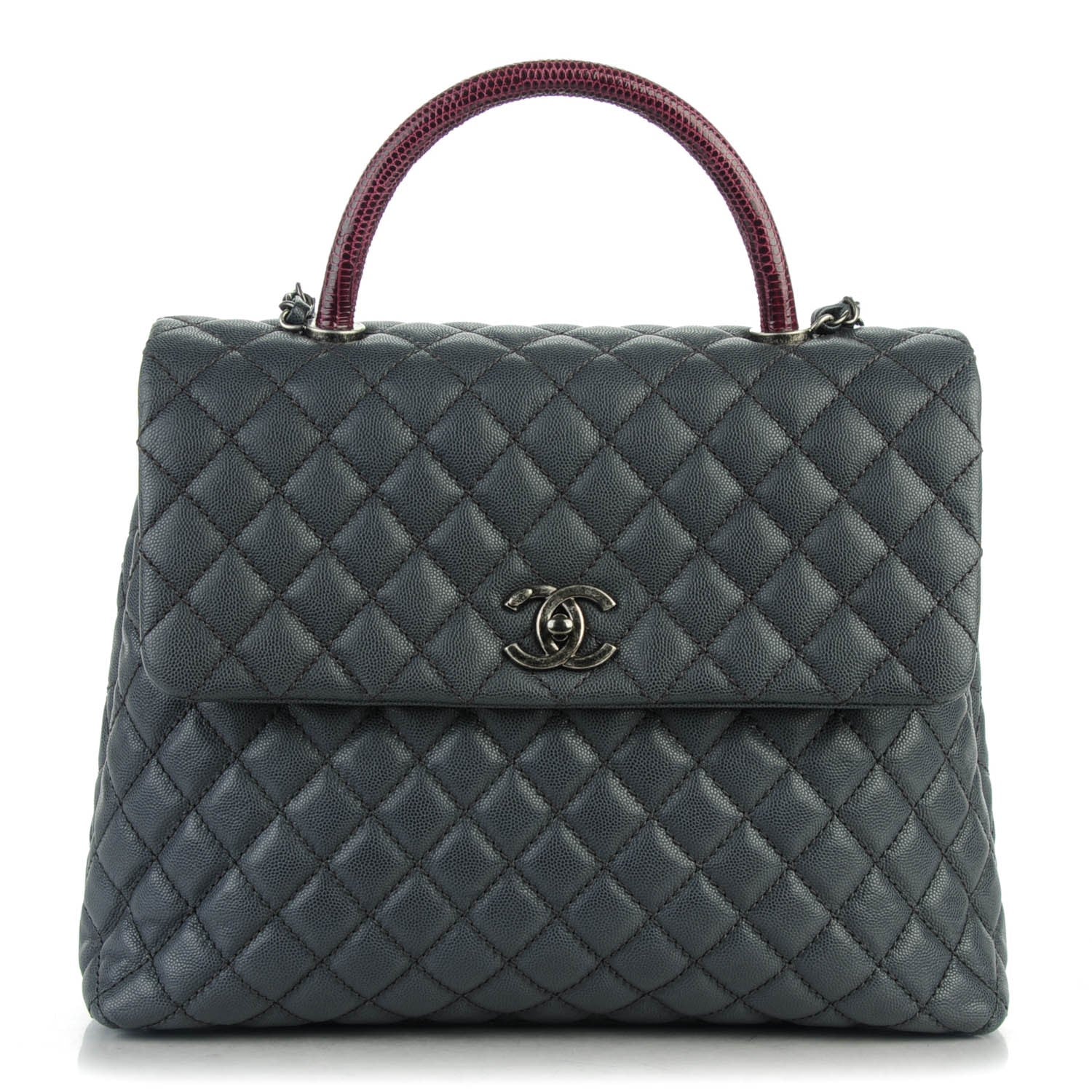 Chanel Caviar Lizard Quilted Large Coco Handle Flap Grey 1 of 7