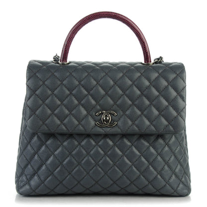 Chanel Caviar Lizard Quilted Large Coco Handle Flap Grey 1 of 7