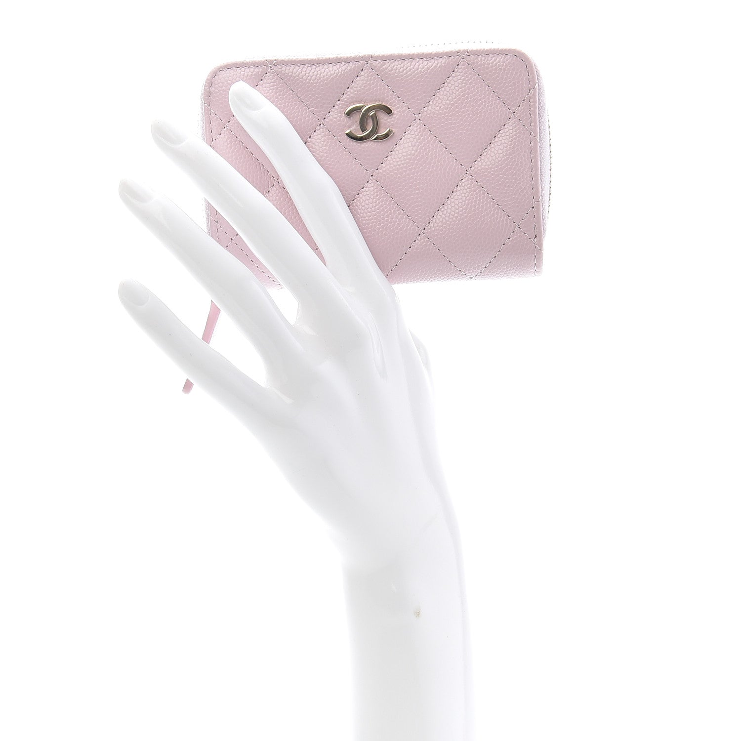 Chanel Caviar Quilted Zip Coin Purse Light Pink 2 of 8