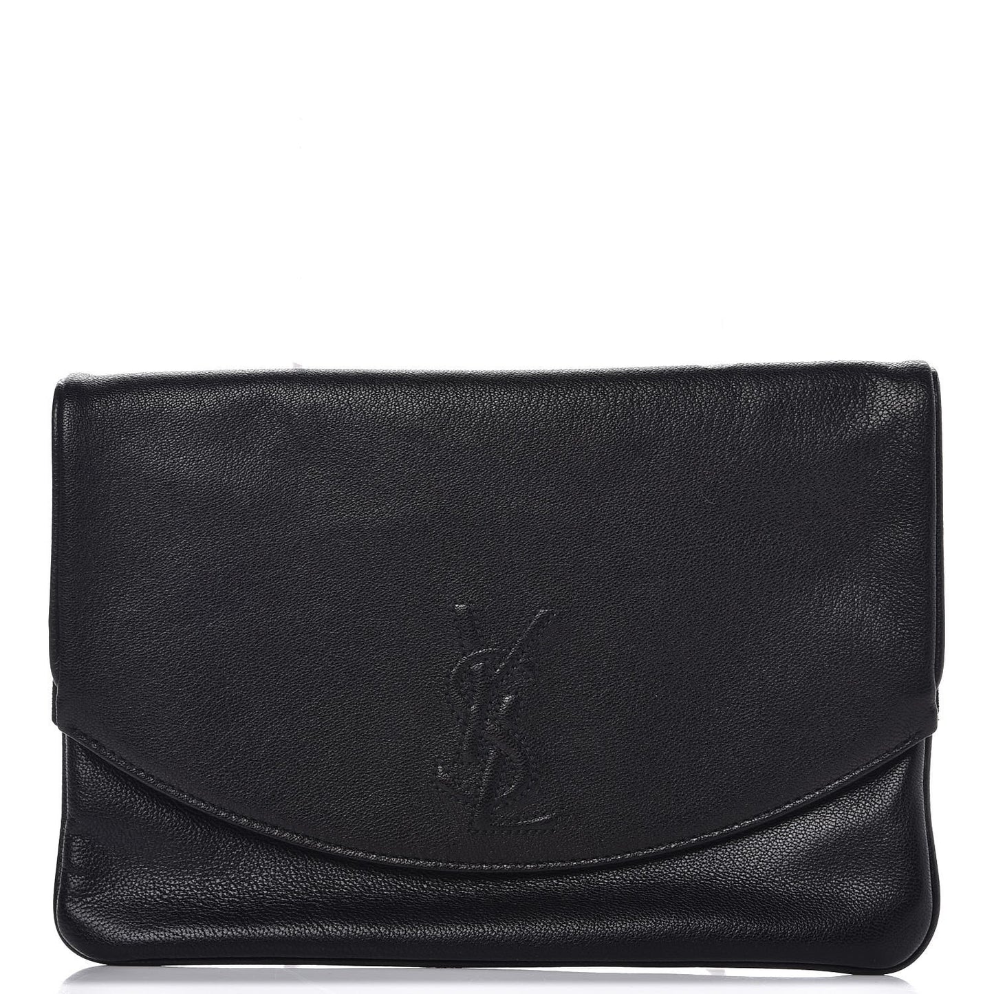 Chevre Monogram Fold Over Clutch Black