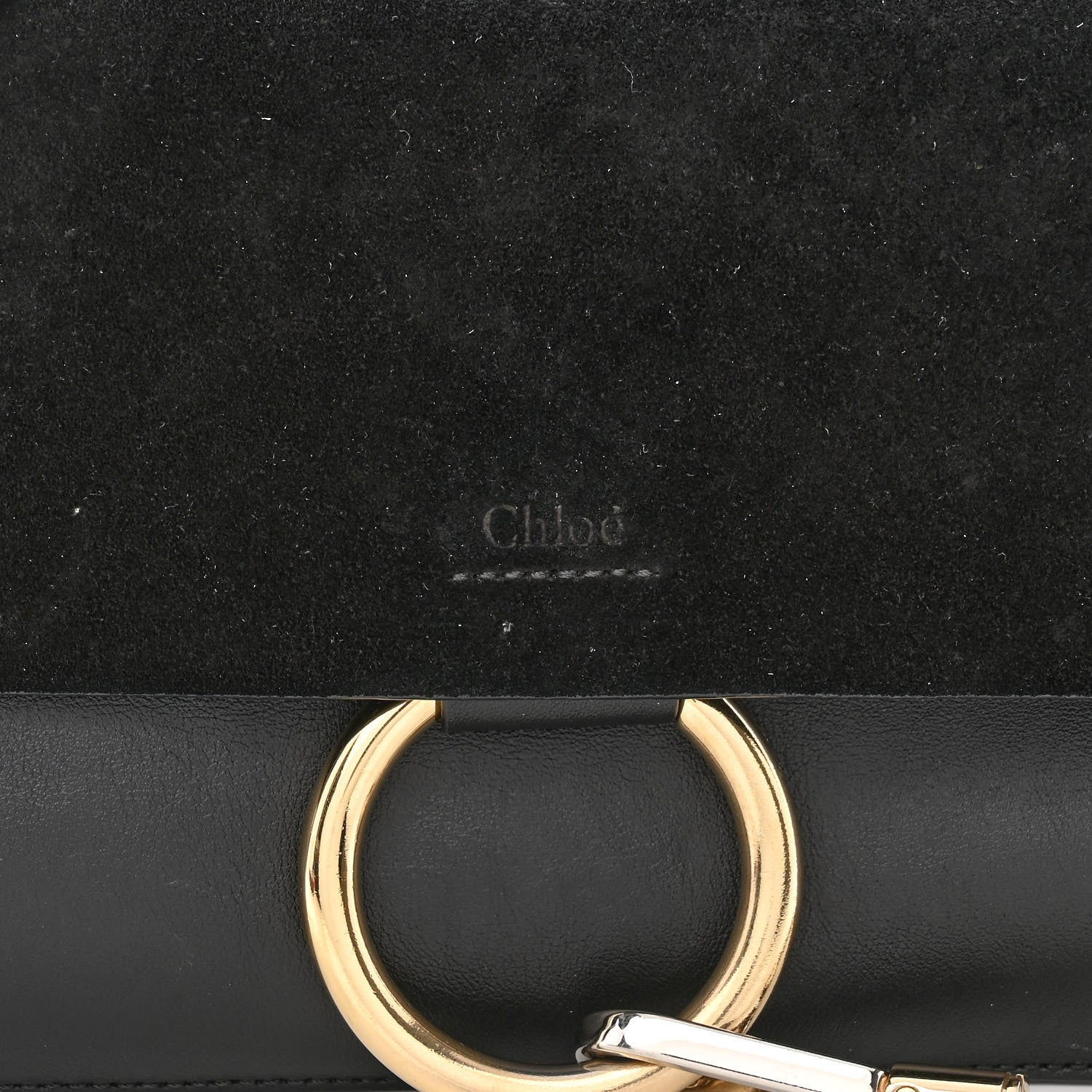 Chloe Suede Calfskin Small Faye Shoulder Bag Black 7 of 9