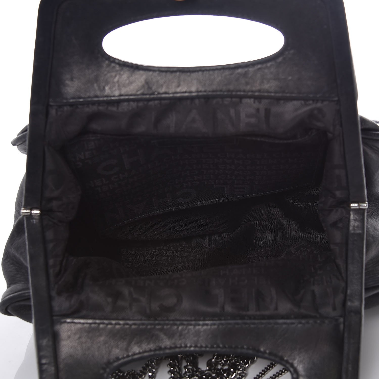 Chanel Lambskin Chain Embellished Frame Tote Black 5 of 11