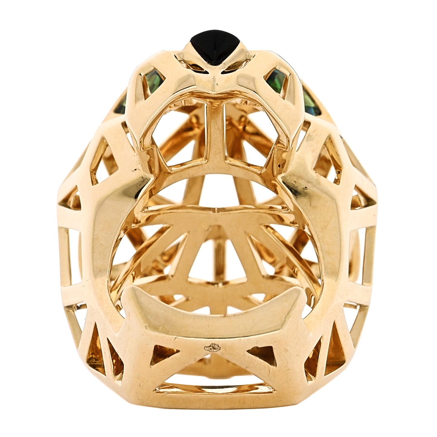 18K Yellow Gold Tsavorite Onyx Panthère De Cartier Ring 53 6.5