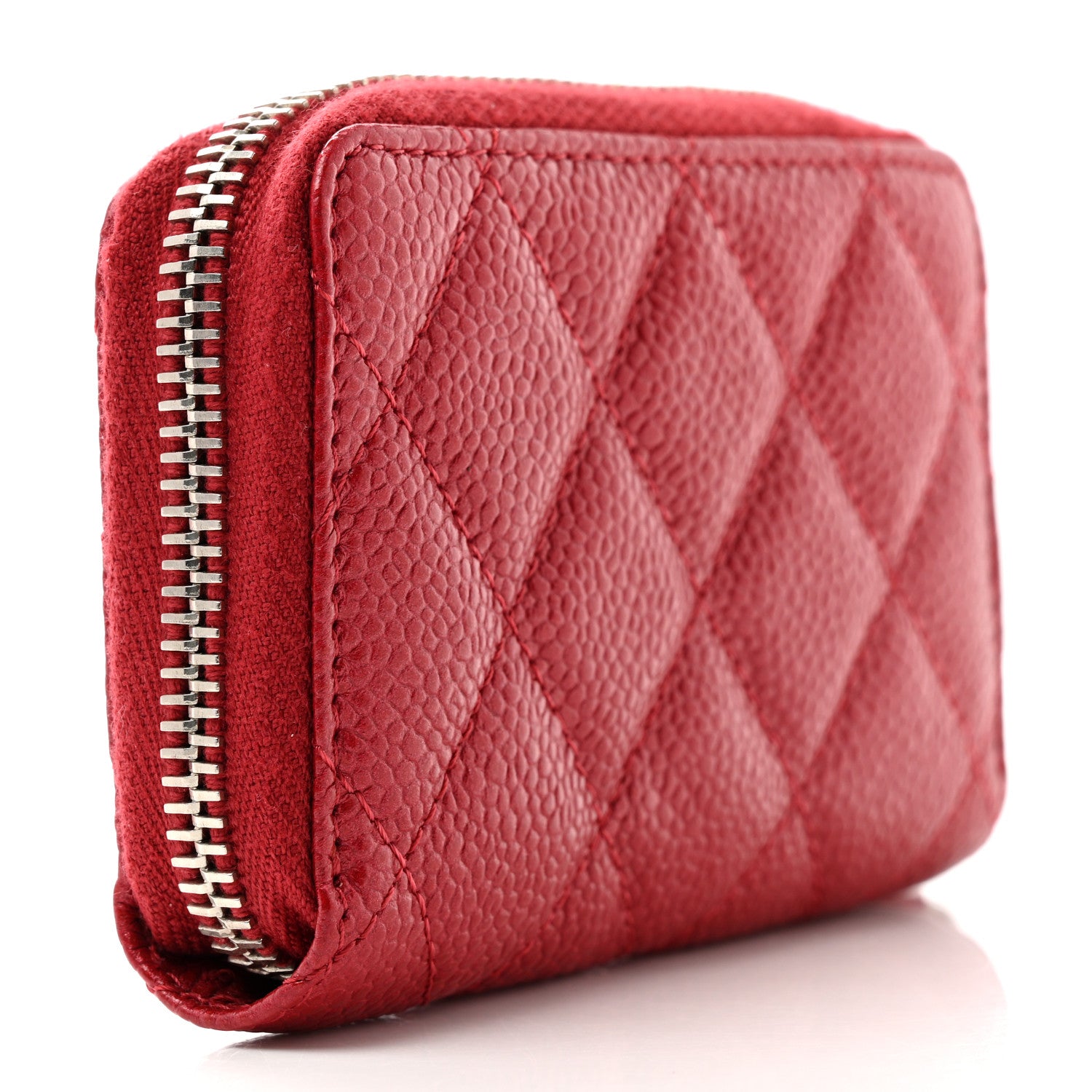 Chanel Caviar Quilted Zip Coin Purse Red 3 of 8