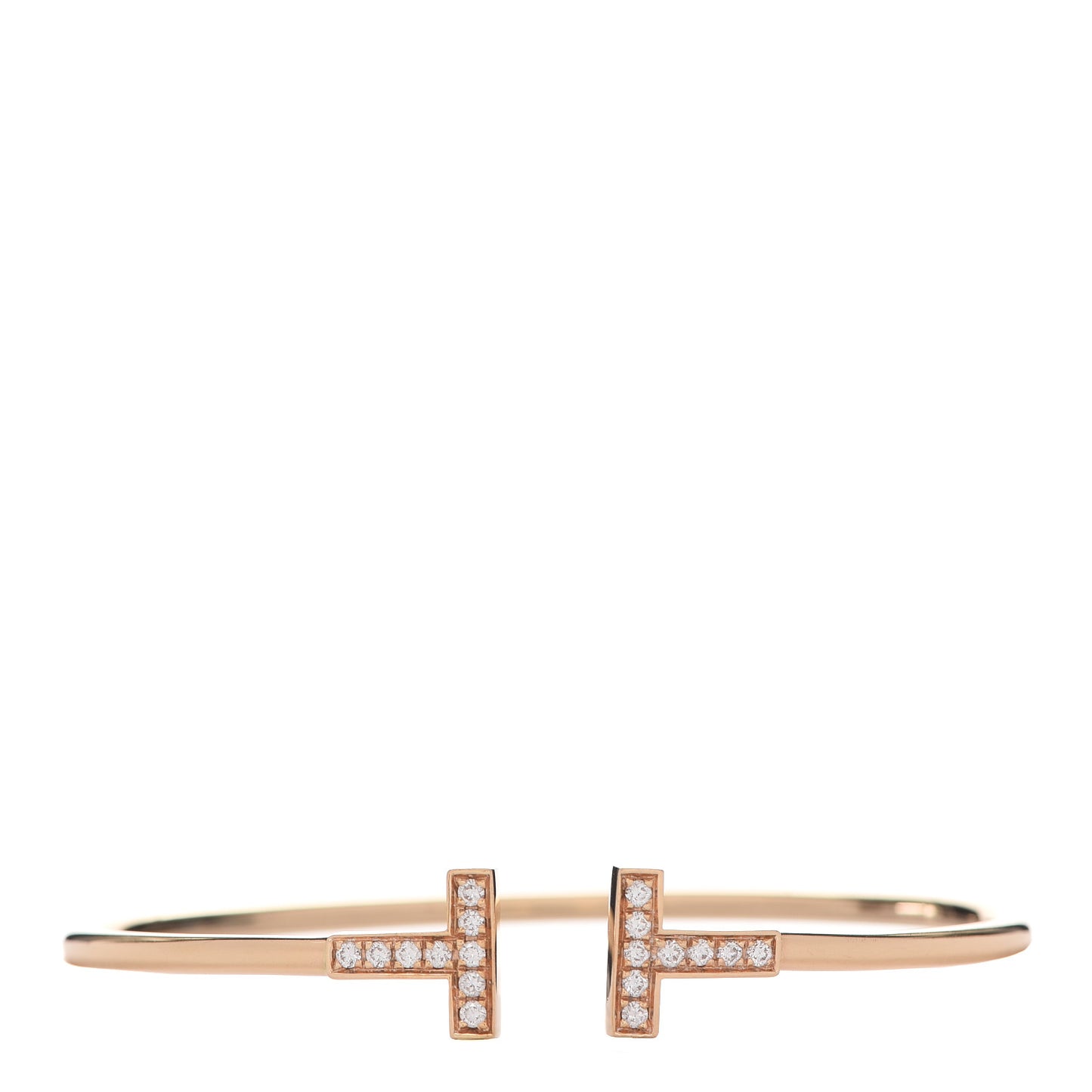 18K Rose Gold Diamond T Wire Bracelet