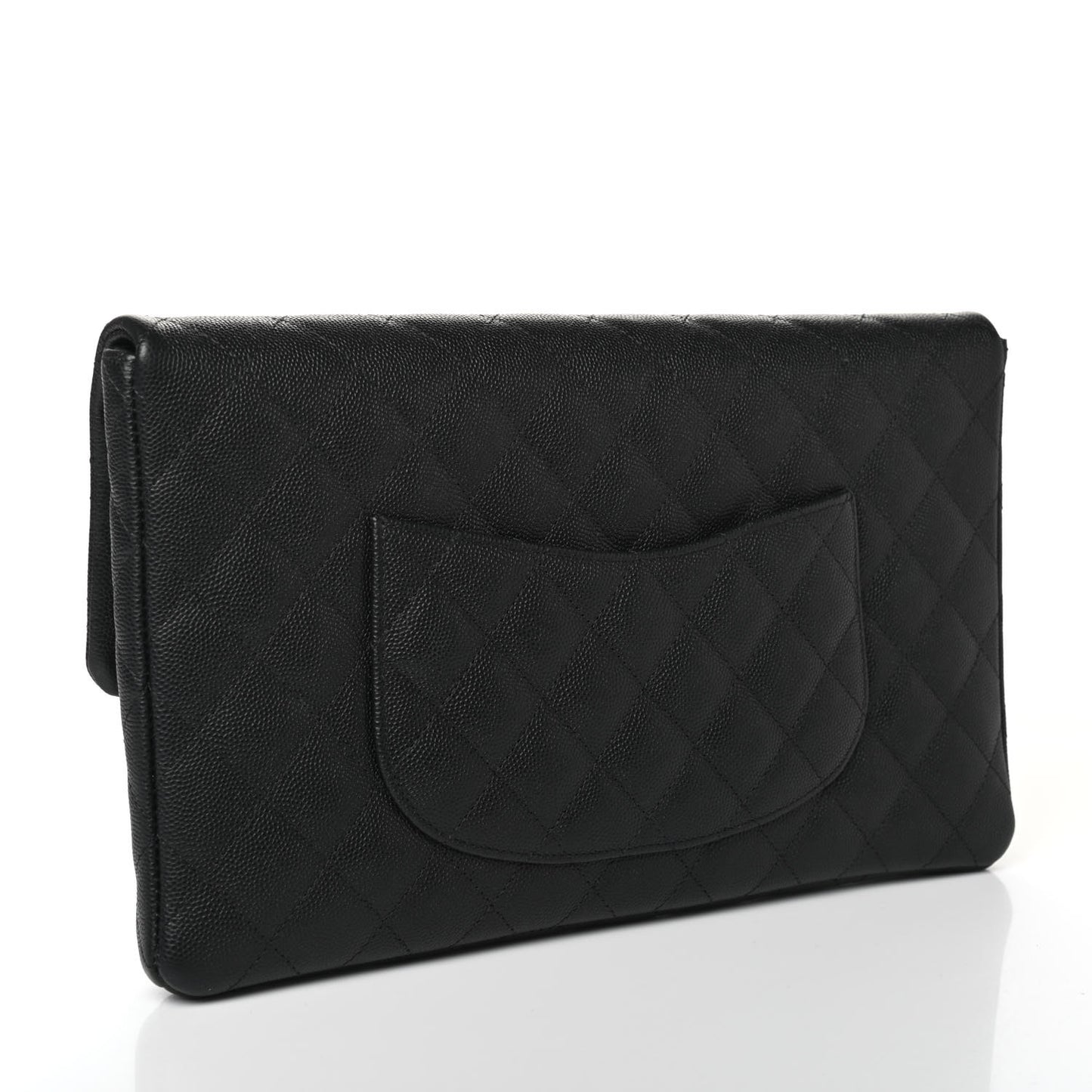 Caviar Quilted Flap Clutch Black