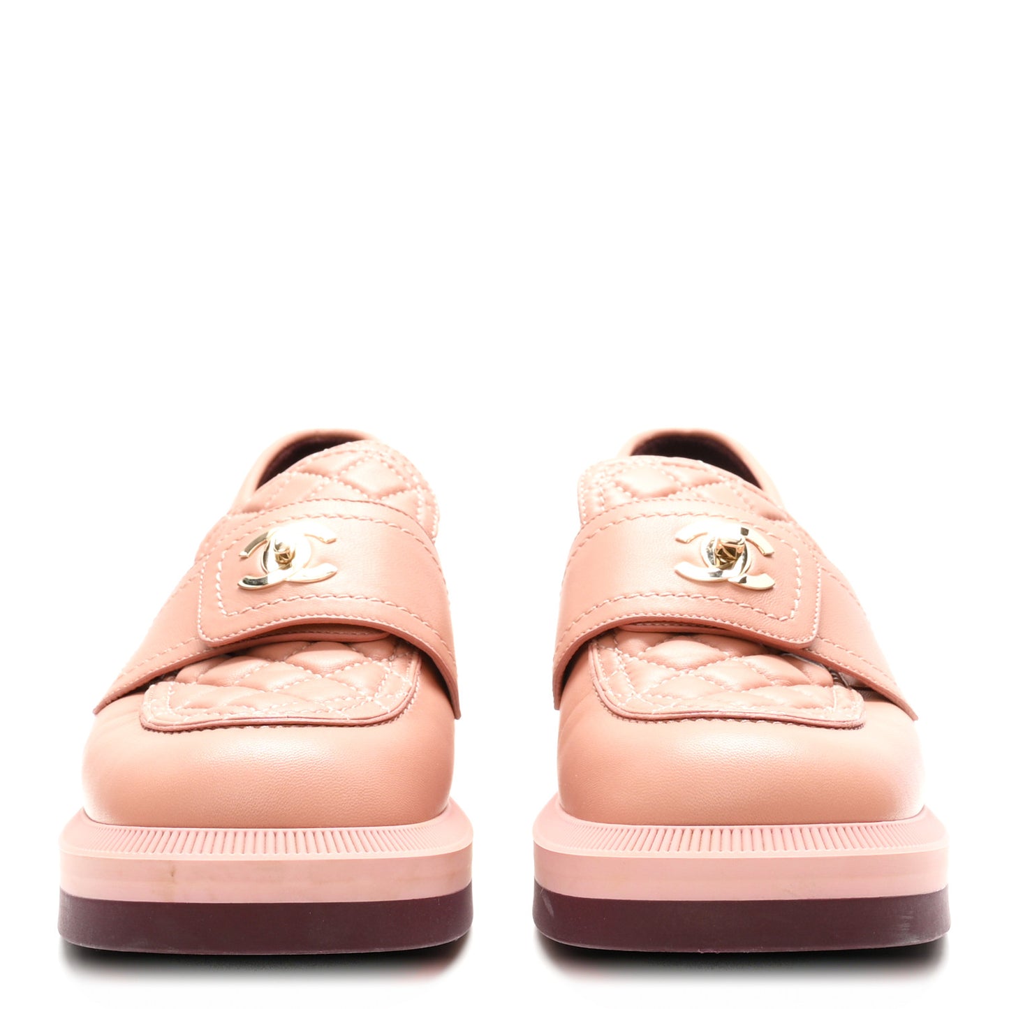Lambskin Quilted CC Turnlock Loafers 39 Dark Pink