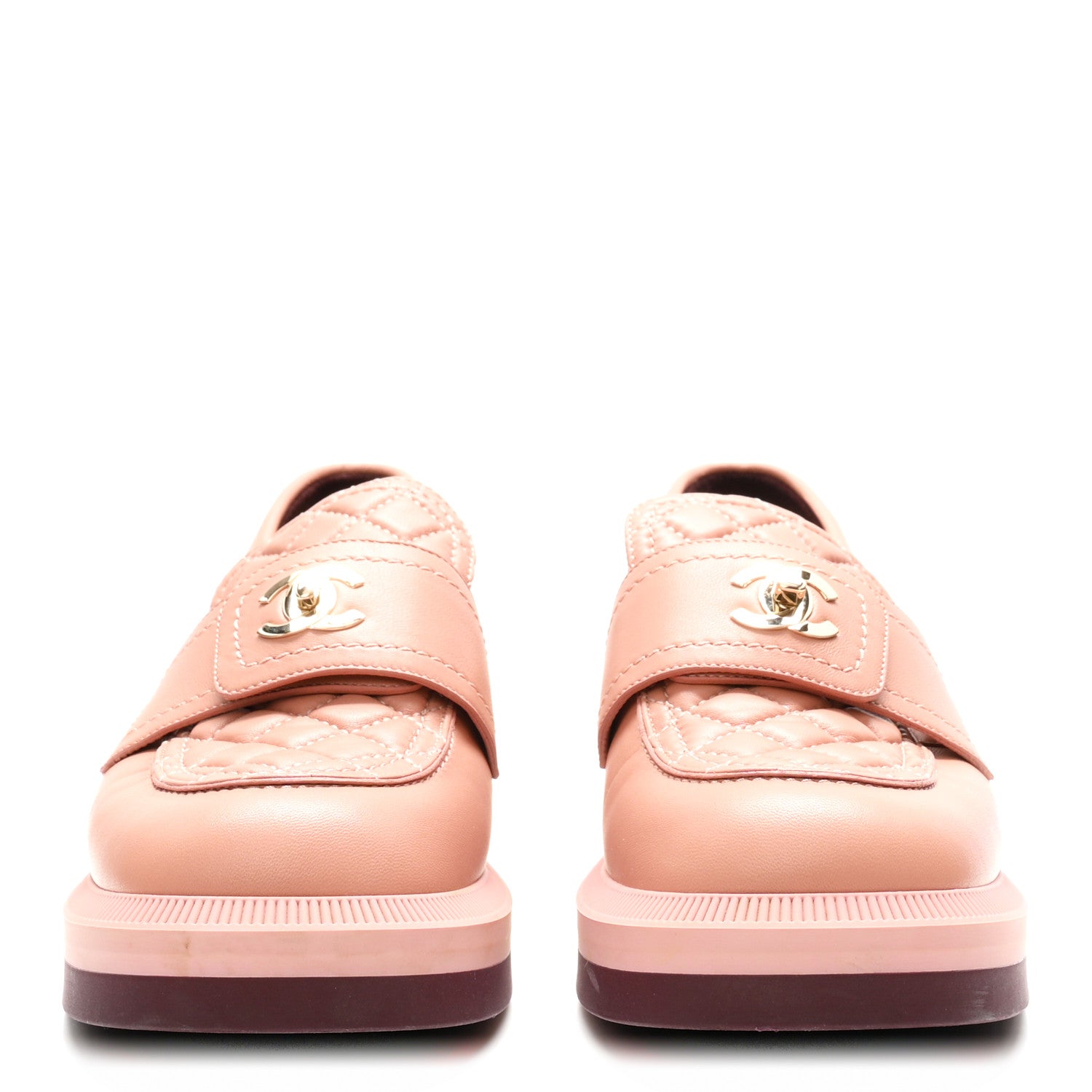 Chanel Lambskin Quilted CC Turnlock Loafers 39 Dark Pink 3 of 9