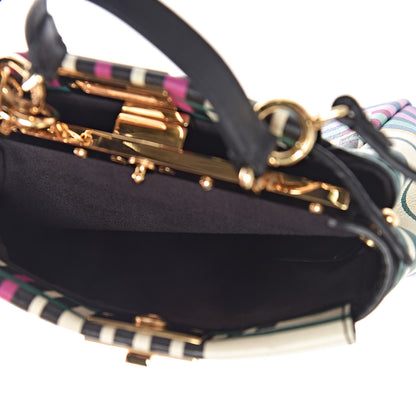 Fendi Vitello Seta Digital Print Micro Peekaboo Iconic Satchel Multicolor Black 6 of 10