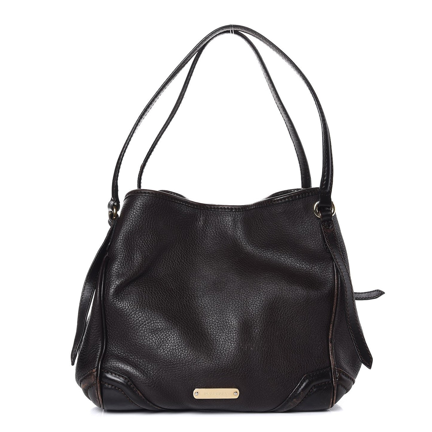 Grainy Calfskin Small Canterbury Tote Dark Chocolate