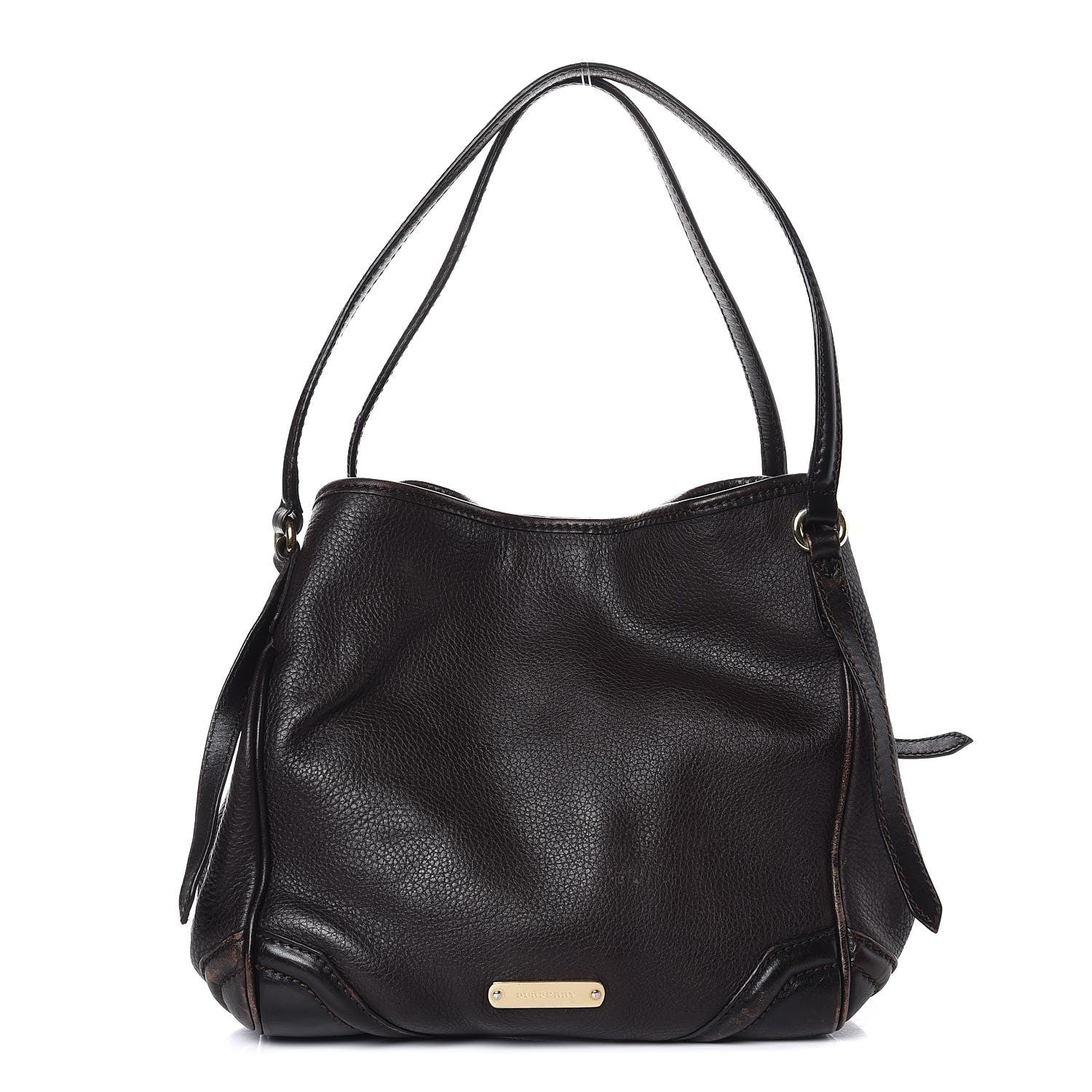 Burberry Grainy Calfskin Small Canterbury Tote Dark Chocolate 1 of 11
