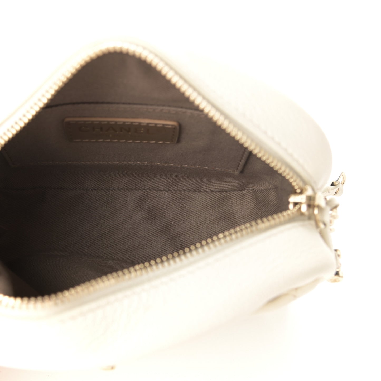 Goatskin Quilted Small Casual Trip Camera Case White