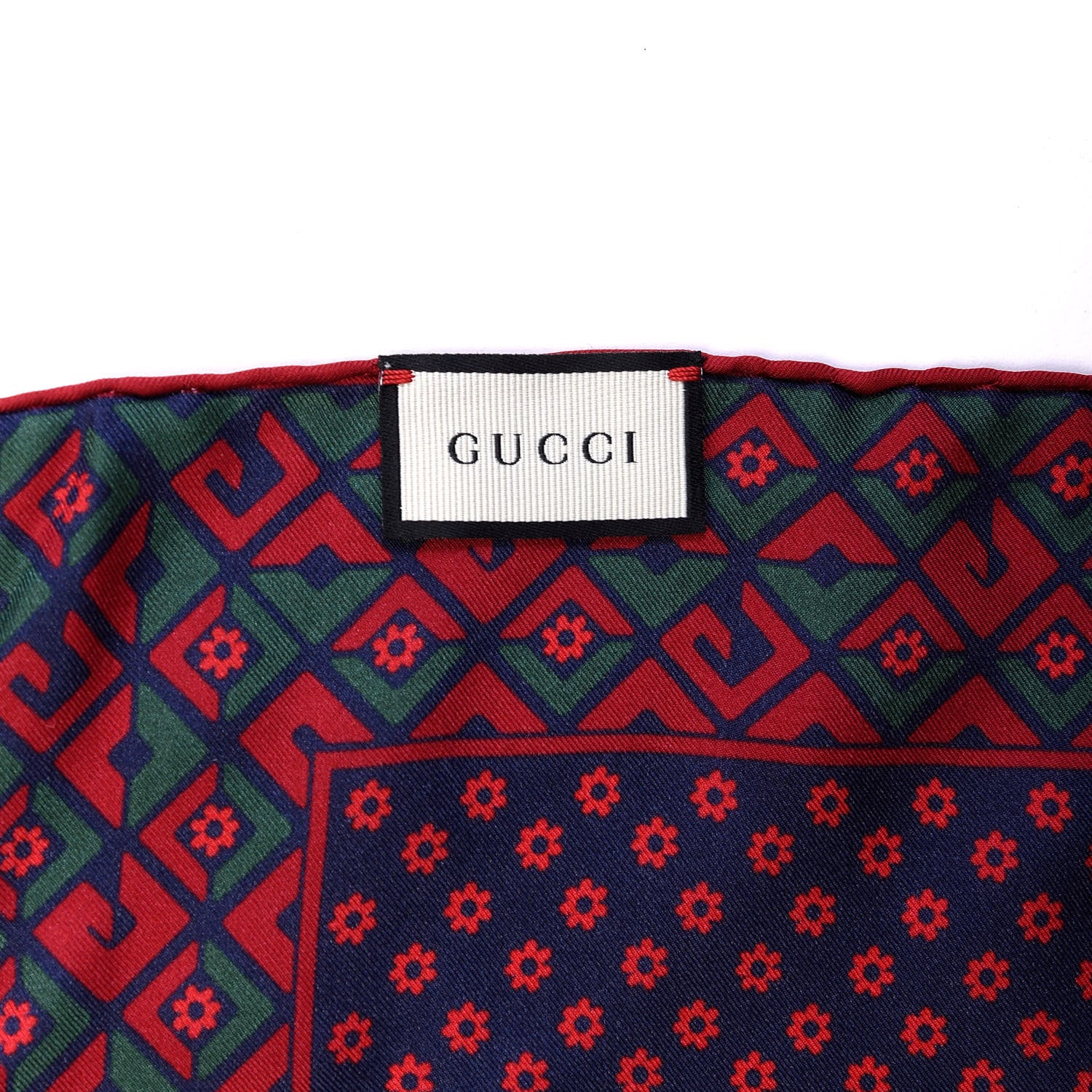 Gucci Silk Twill Plainmetric Square Scarf Sapphire Green 3 of 3