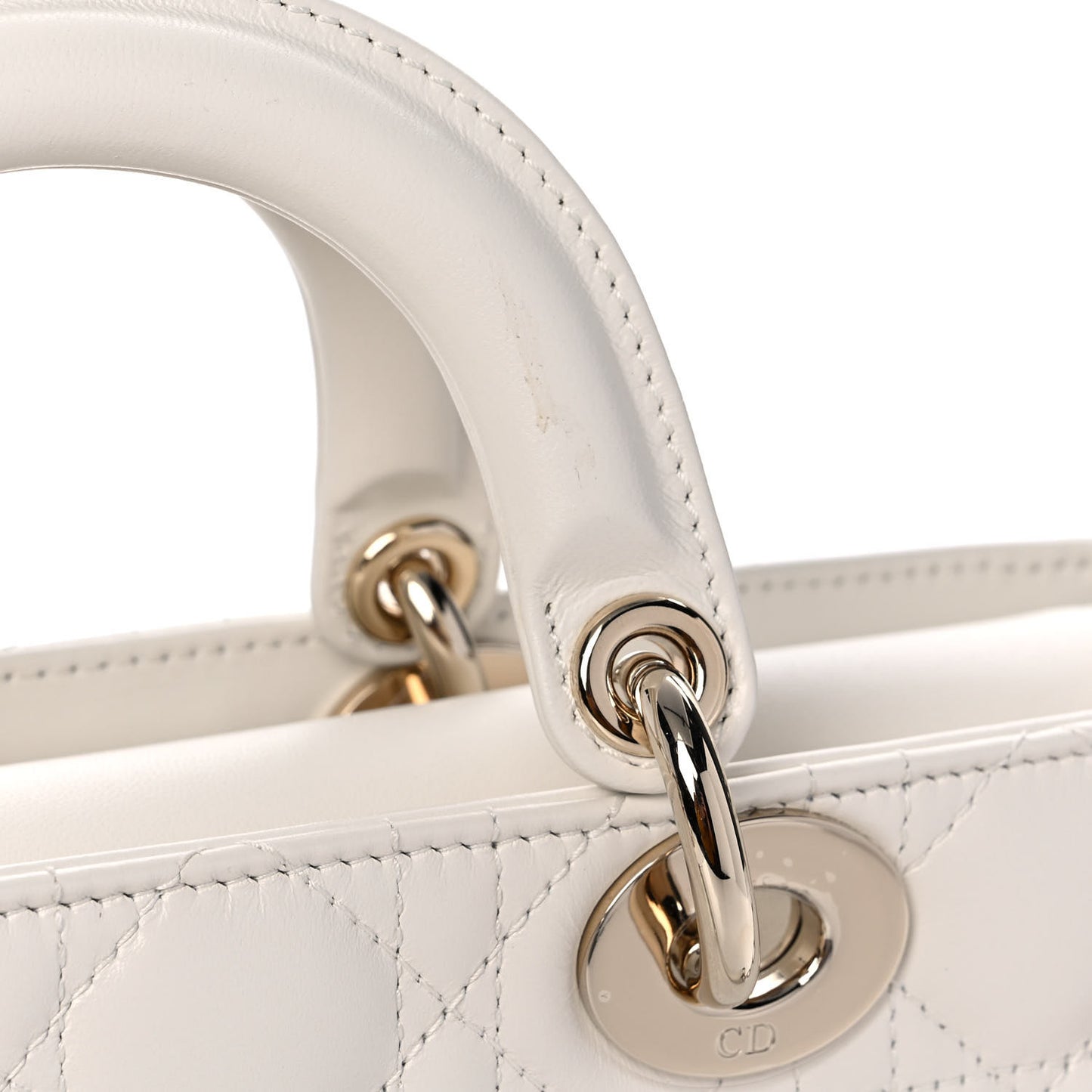Calfskin Cannage Lady D-Joy White
