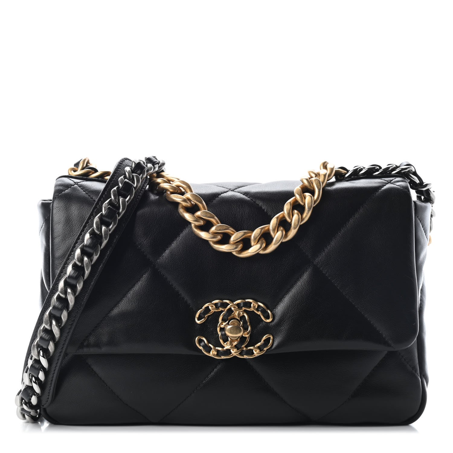 Chanel Lambskin Quilted Medium Chanel 19 Flap Black 1 of 9