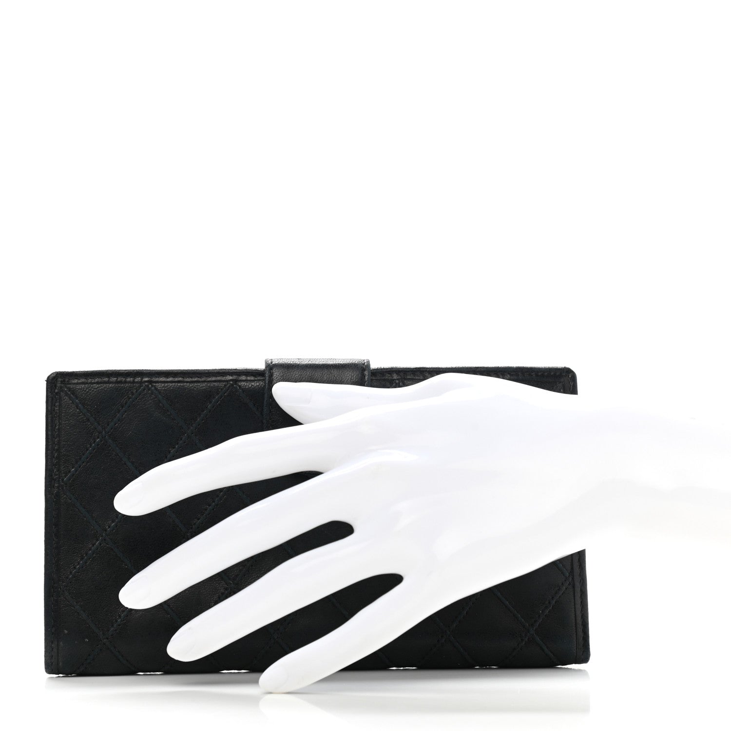 Chanel Lambskin Diamond Stitched French Wallet Black 2 of 11