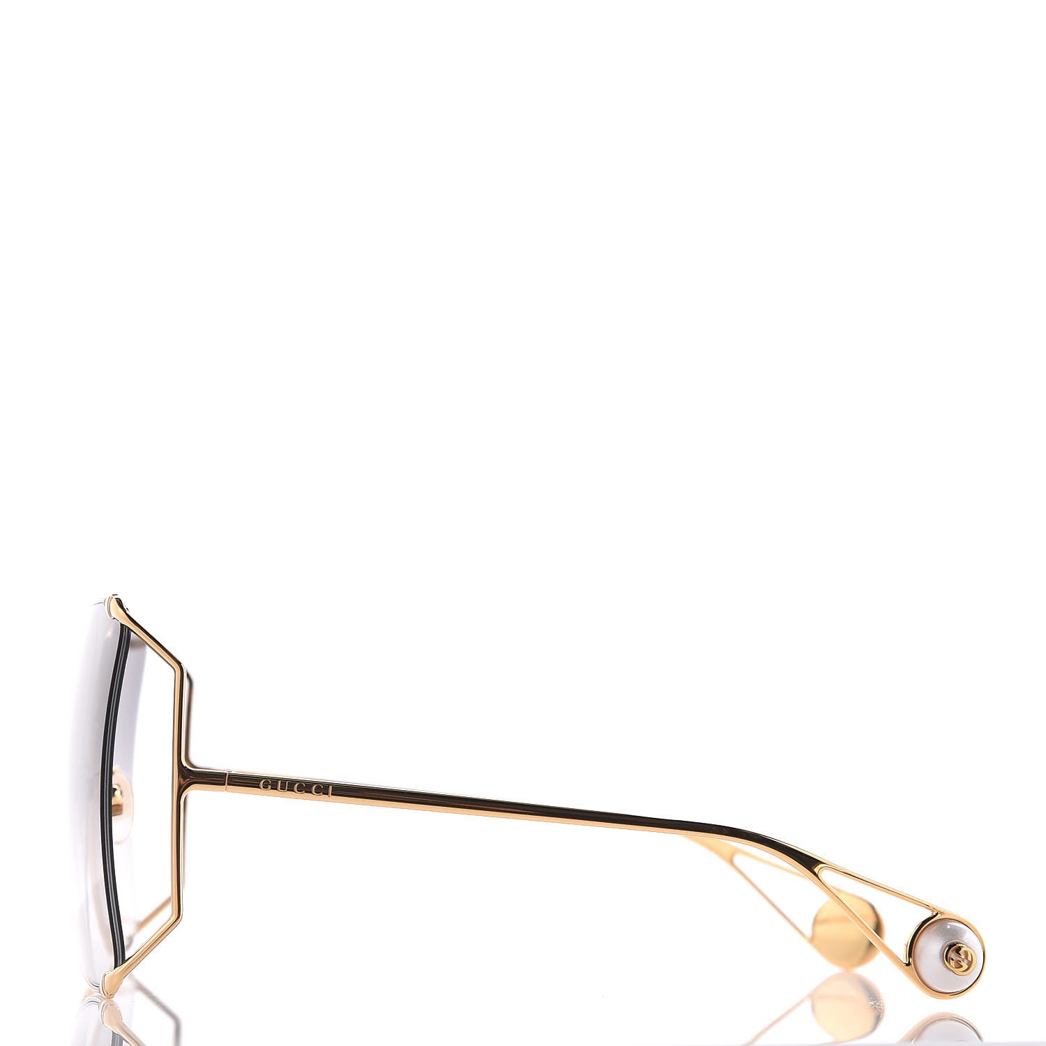 Gucci Oversized Round Sunglasses GG0252S Gold Grey 2 of 8