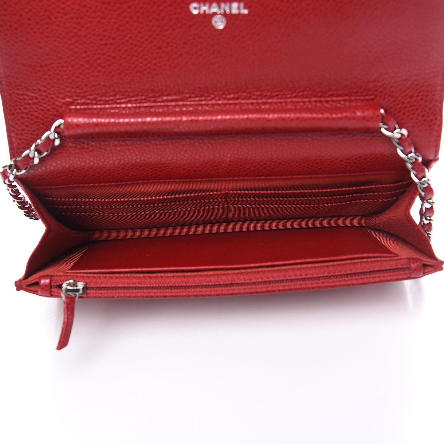 Caviar Quilted Wallet on Chain WOC Red