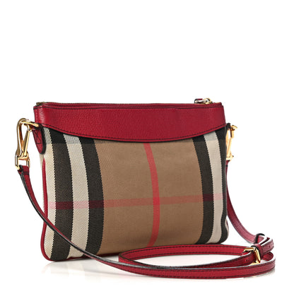 Burberry House Check Derby Peyton Crossbody Clutch Bag Russet Red 2 of 10