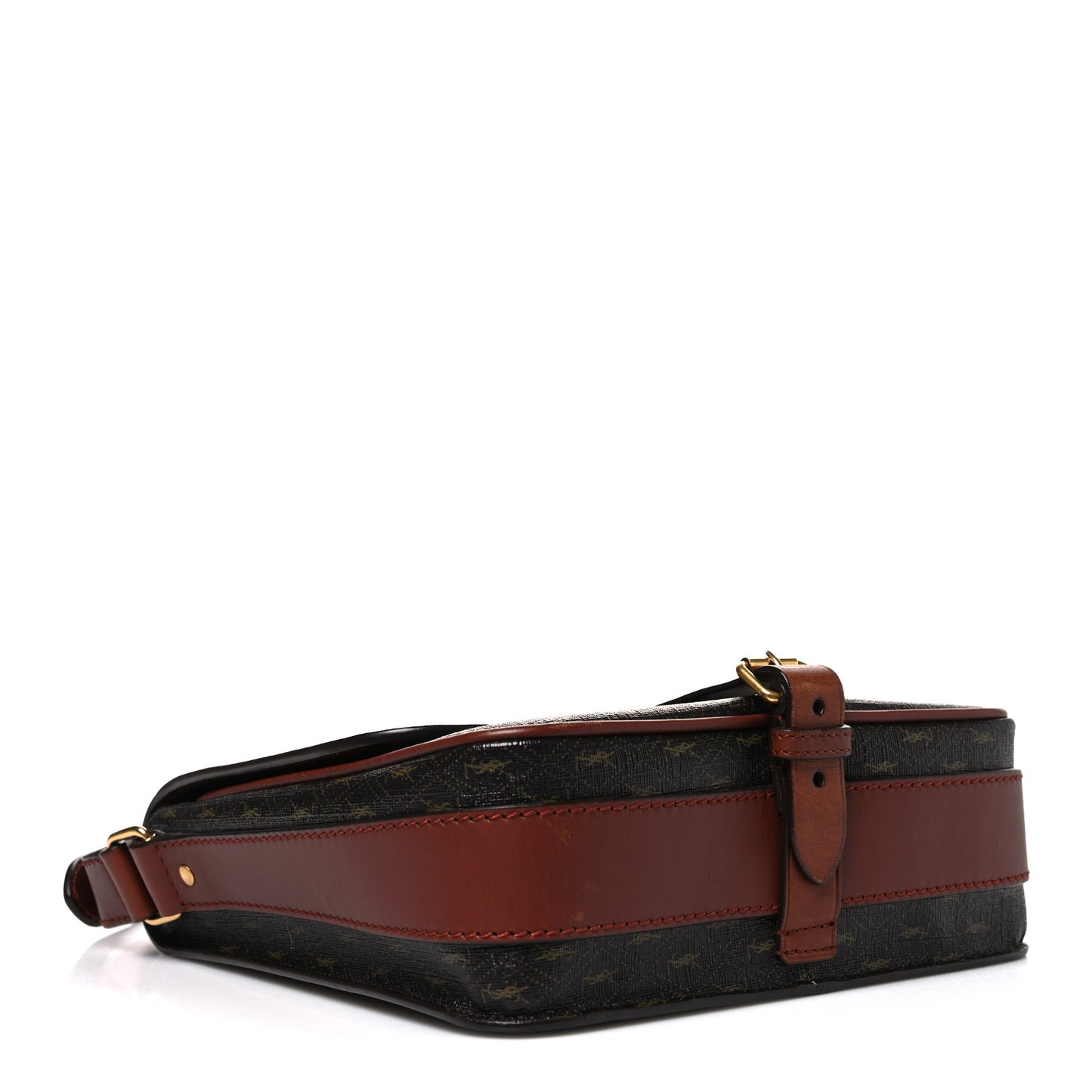 Canvas Smooth Calfskin Le Monogramme Medium Buckle Satchel Chestnut