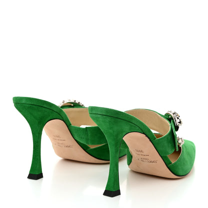 Jimmy Choo Suede Crystal Marta 90 Mules 39.5 Malachite 4 of 10