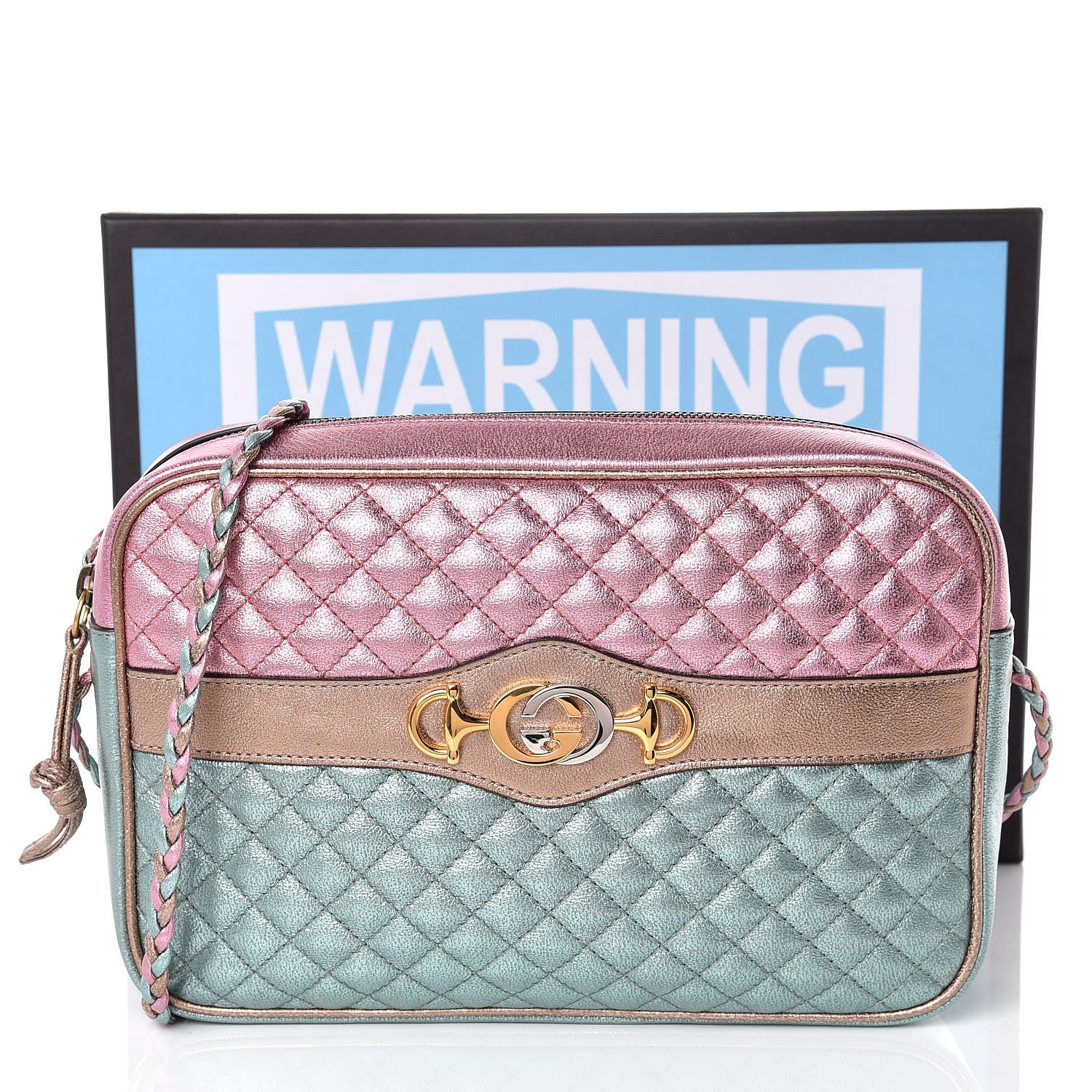 Gucci Laminated Nappa Trapuntata Small Zumi Shoulder Bag Rosa Lago Rame 10 of 10