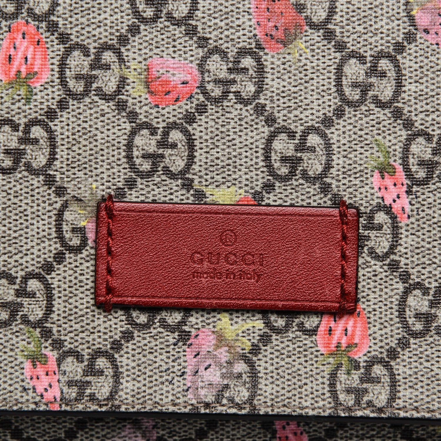 Gucci GG Supreme Monogram Strawberry Messenger Diaper Bag Beige 8 of 15