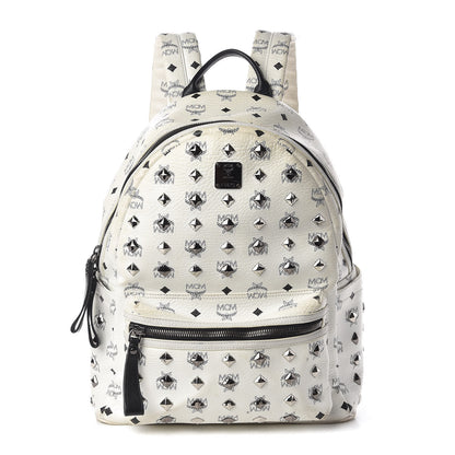 MCM Visetos Studded Medium Stark Backpack White 1 of 17